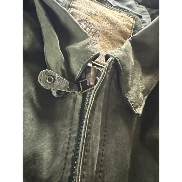 Vintage G III Suede Leather Bomber Jacket Green Size 26 / 28 - Picture 15 of 15